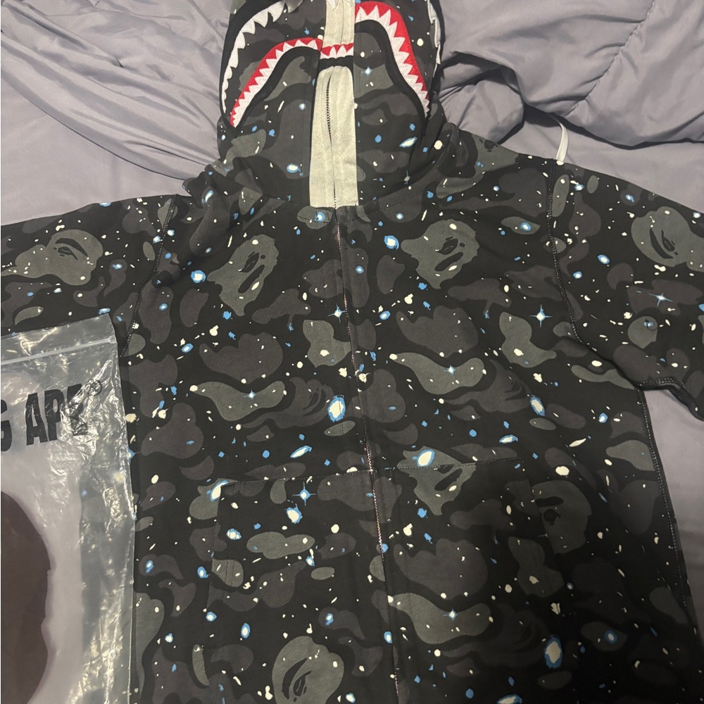 Bape Black and Blue Shark Hoodie